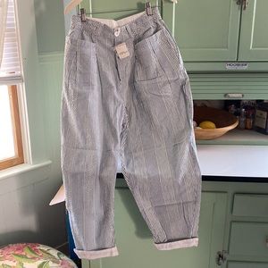 Pale Blue Pinstripe Parachute Style Tomboy Pant - Free People, Medium